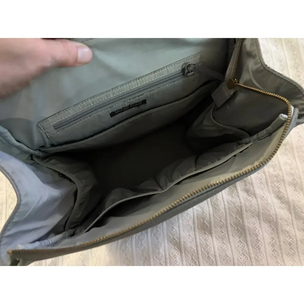 Freshly Picked Gray Faux Leather Diaper Backpack Travel Baby Bag Large
